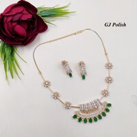 Classic Allure Floral Design American Diamond Necklace Set