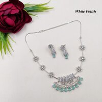 Classic Allure Floral Design American Diamond Necklace Set