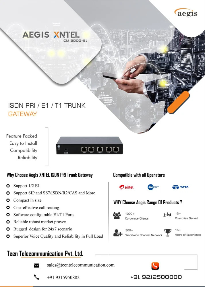 Aegis 1 Port T1/e1/isdn Pri To Sip Media Convertor/pri Gateway