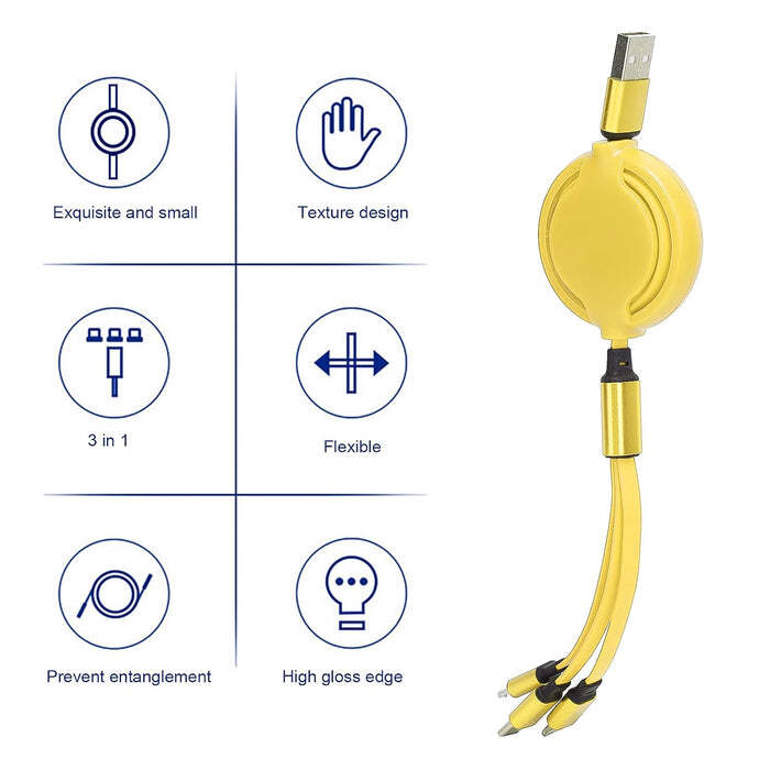 3 in 1 Retractable Charger Charging Cable