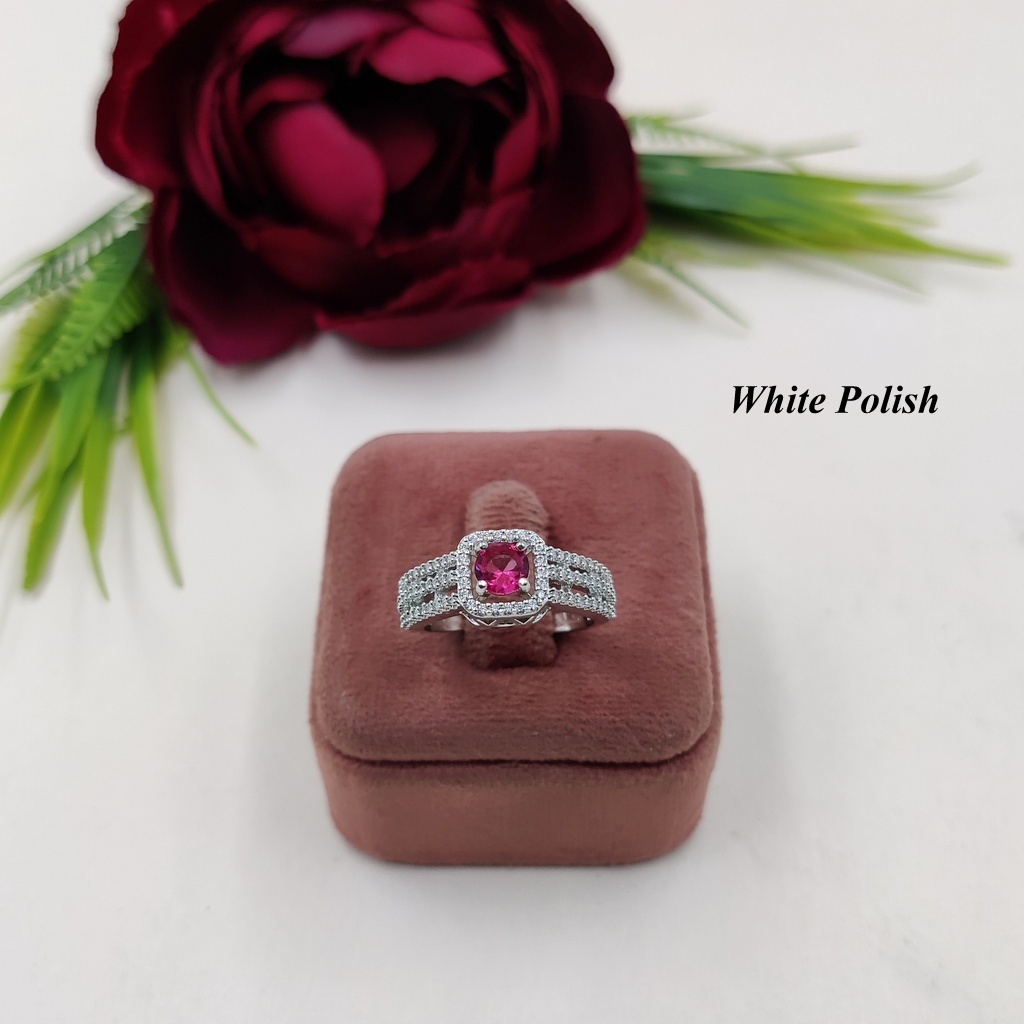 Square Shape Designer American Diamond Ring - Zircon, Copper Alloy Base Material, White Polish | Ideal For Women: Engagements, Weddings, Parties, Gifts