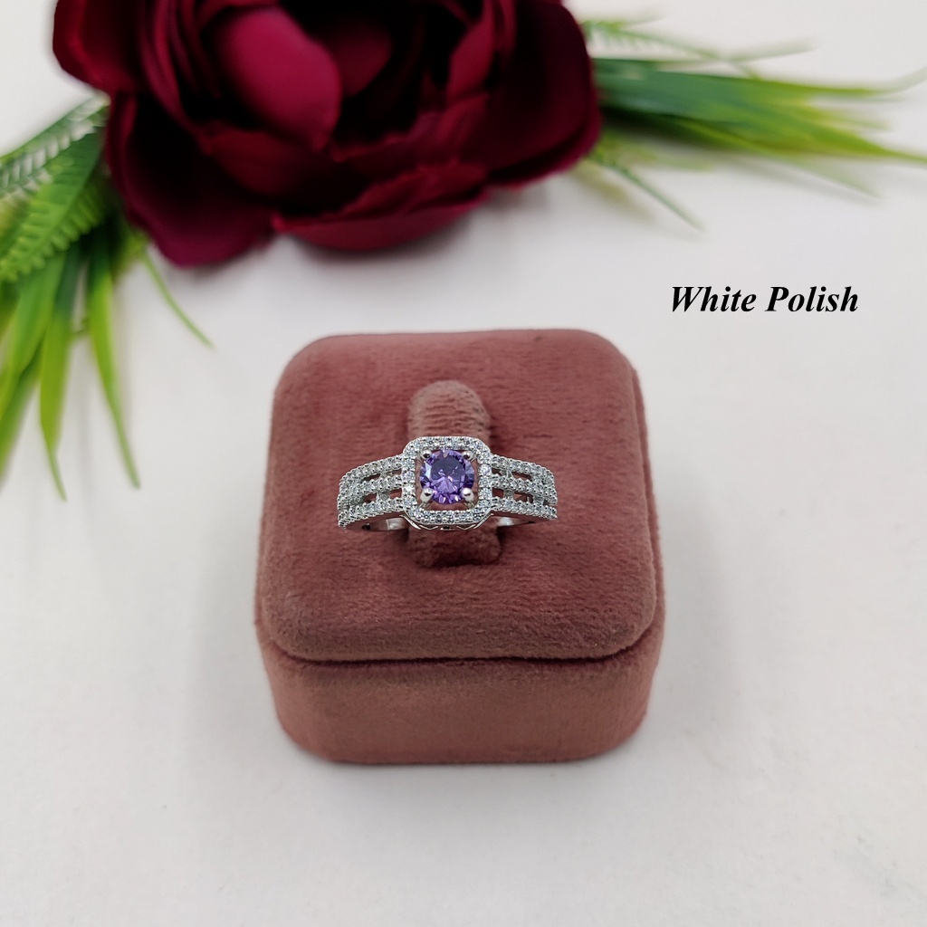 Square Shape Designer American Diamond Ring - Zircon, Copper Alloy Base Material, White Polish | Ideal For Women: Engagements, Weddings, Parties, Gifts