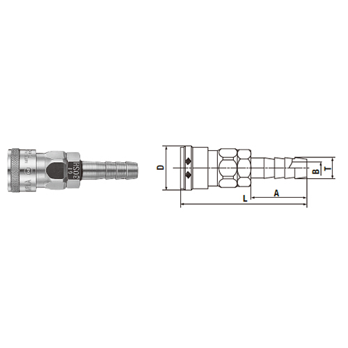 Nitto Kohki SH Type Coupling (Hose Barb)