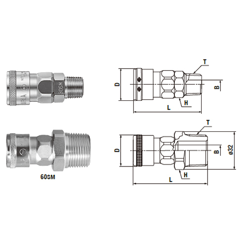 Nitto Kohki SM Type Coupling (Male Thread)