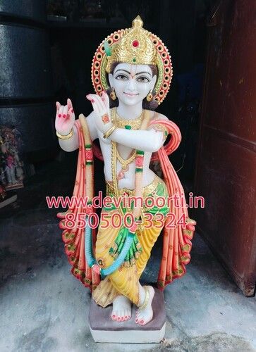 White Krishna Marble Moorti