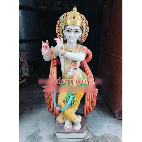 White Krishna Marble Moorti 