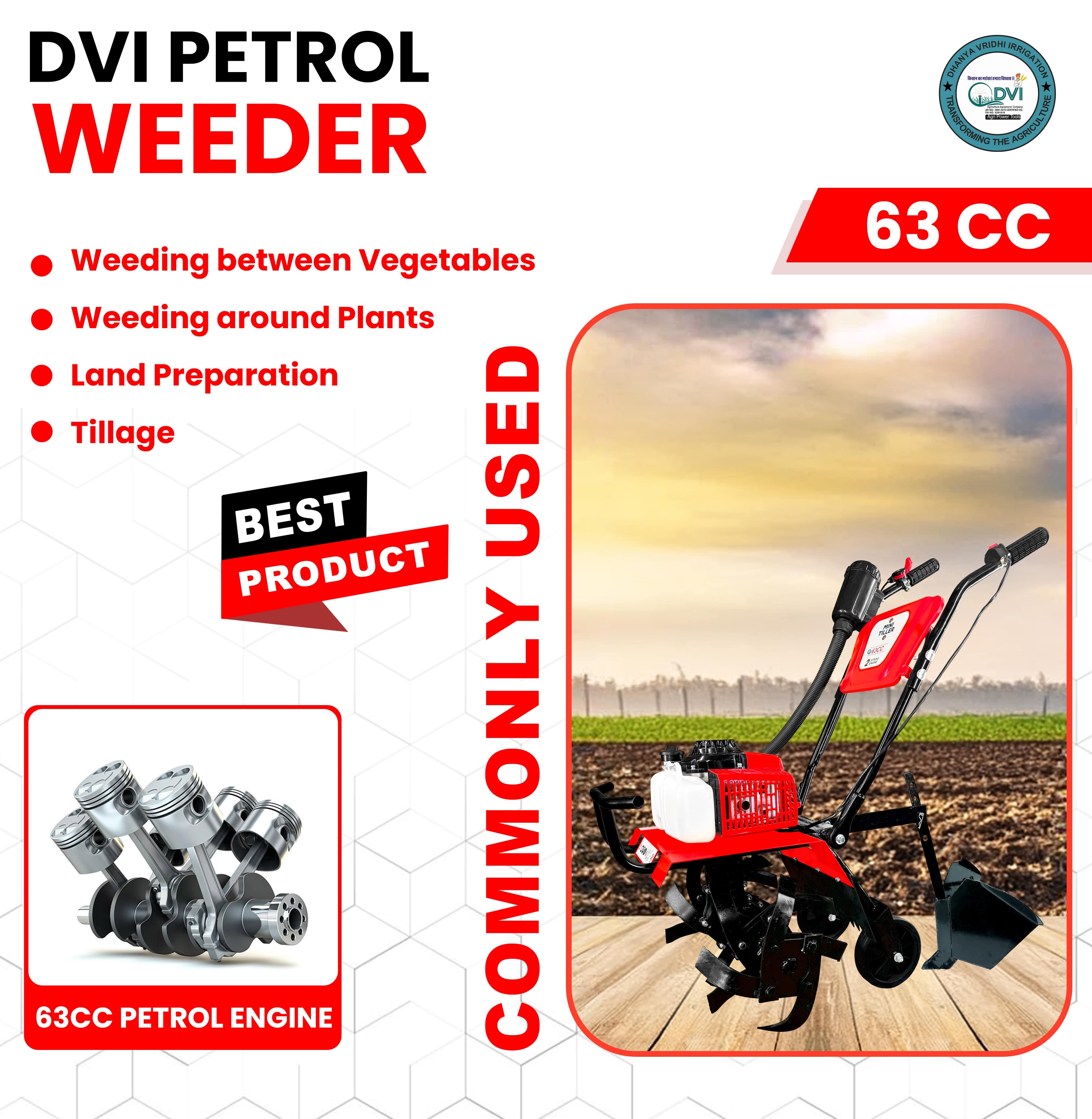 63cc mini tiller with Plough Attachment