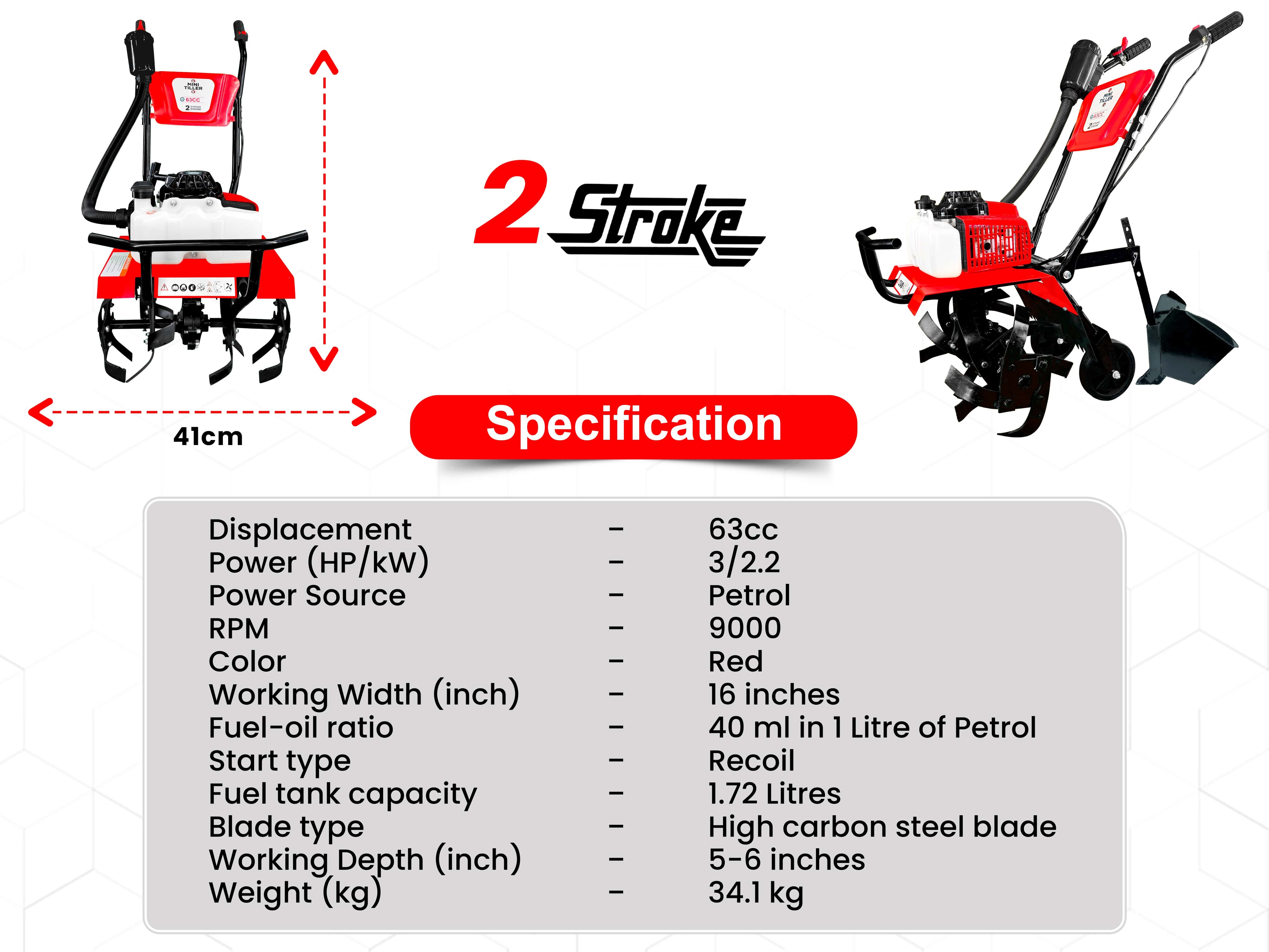 63cc mini tiller with Plough Attachment