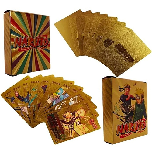 Naruto Cards Golden Colour 55Cards In One Box Premium Quality Anime Cards For Children Playing - Card Size: As Per Required