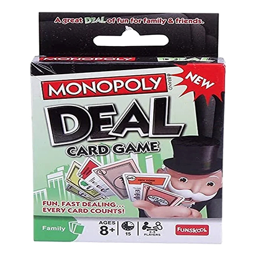 Monopoly Deal Card Game - High Quality Paper Material, 8L x 5W Centimeter Cards, Multicolor Design | Fast-Paced 15-Minute Gameplay, Strategic Property Swapping, 2 to 5 Players