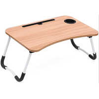 Study Foldable Table - Stainless Steel & Wood, 18mm Size, Beige Color | Lightweight, Polished Finish, Easy To Clean, Moisture Proof, Space-saving Design