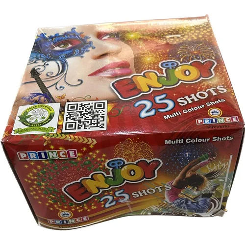 25 Shot Enjoy Colorful Cracker - Handcrafted Earthenware/Stoneware, Various Sizes Available, Glazed Finish for Celebrations and Special Events