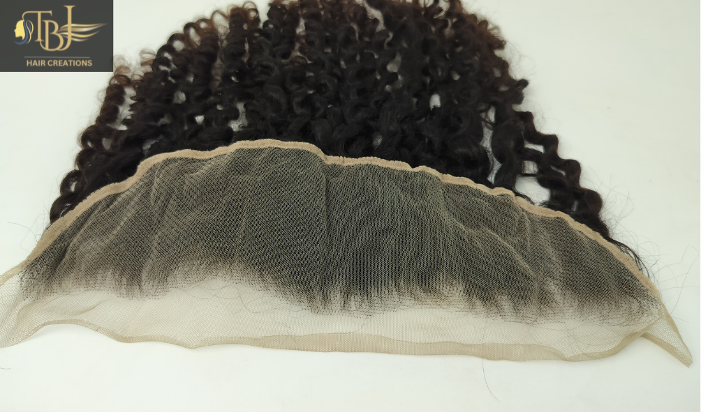 Transparent Lace 13x6 Natural Deep Curly Human Hair Frontal - Human Hair Type: Indian