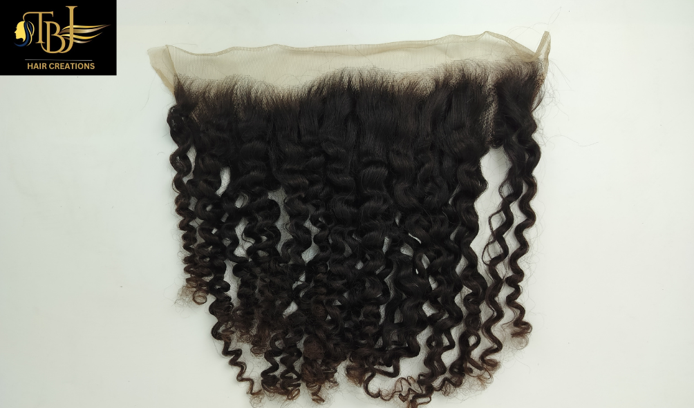 Transparent Lace 13x6 Natural Deep Curly Human Hair Frontal - Human Hair Type: Indian