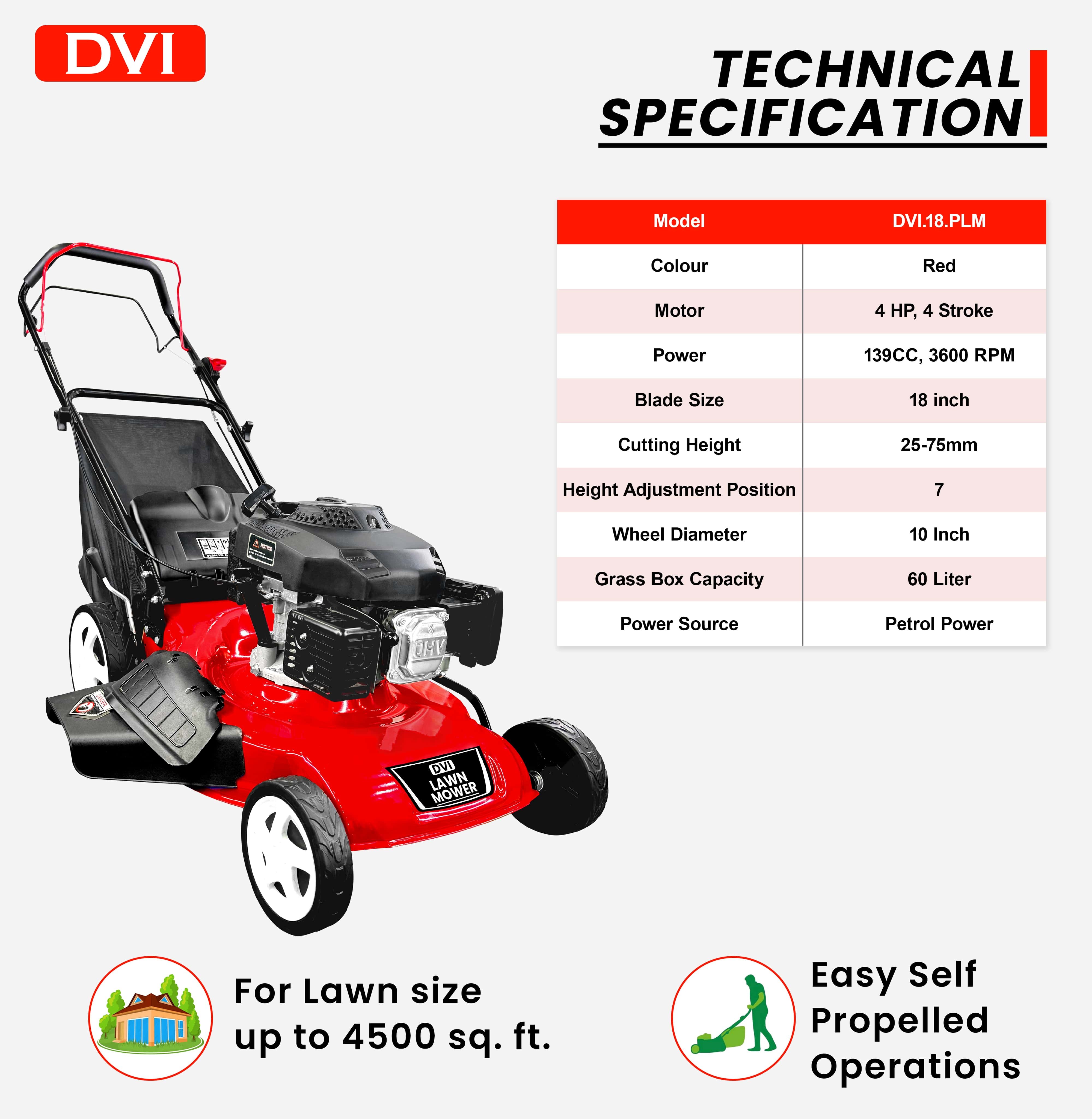 Patrol Engine Lawn Mower 18 Inch - Cutter Type: Metal Blade