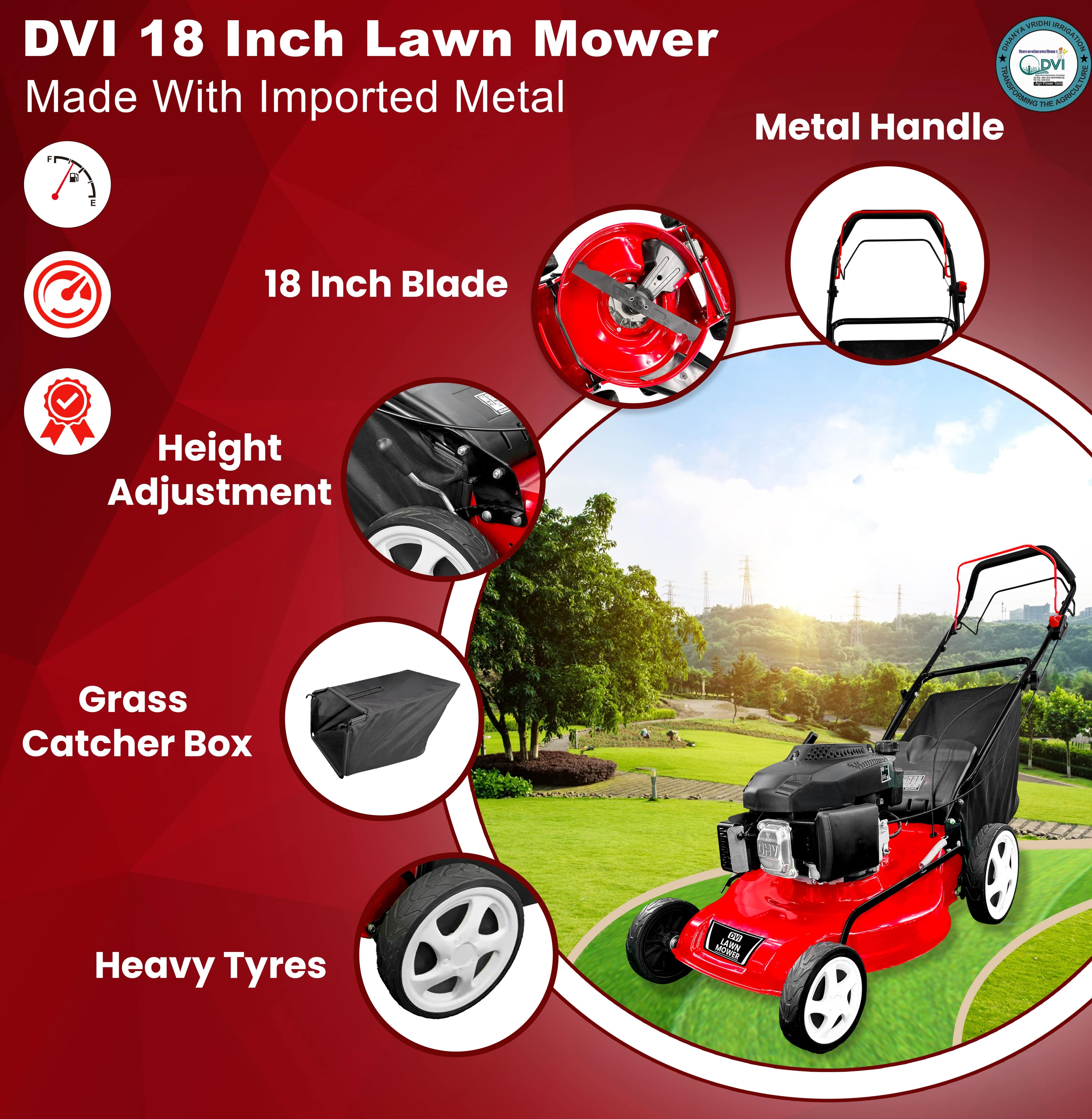 Patrol Engine Lawn Mower 18 Inch - Cutter Type: Metal Blade