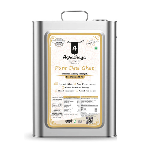 Pure Desi Ghee - 15 Kilograms, White Color, Low Fat Content, Original Flavor, Shelf Life Up to 24 Months - Multi-Purpose Cooking Essential