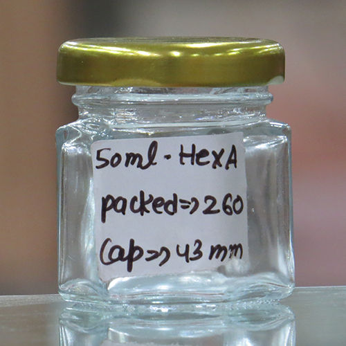 50 Ml Hexa Glass Jar - Color: Transparent