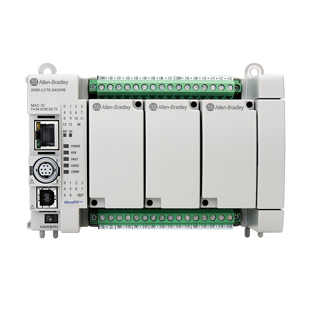 Allen Bradley Micro870 Plc - 14 Inputs, 10 Outputs | 128kb Memory, Solid-state Outputs, Removable Terminal Blocks, Ethernet/serial/usb Connectivity