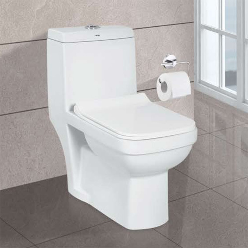 One Piece Water Closet Square-101 - Ceramic, Various Sizes Available, Glossy White Finish | Floor Mounted, High-Quality Bathroom Fixture