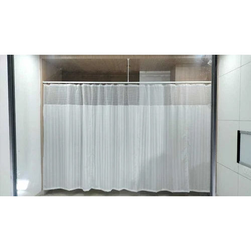 Polyester Blue And White Hospital Partition Curtains - Pattern: Plain Dyed