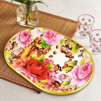 Plastic Flower Printed Design Serving Tray