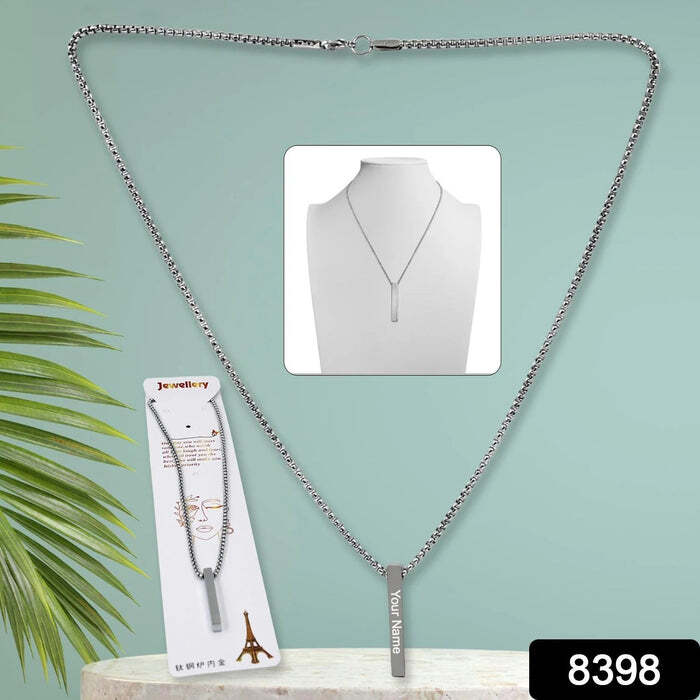 Customize Stainless Steel Plain Stick Shape Locket With Chain