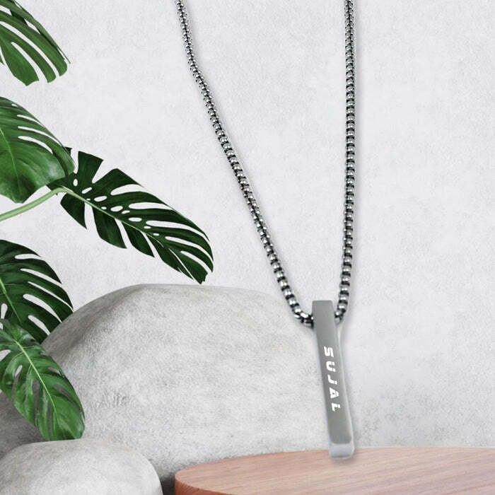 Customize Stainless Steel Plain Stick Shape Locket With Chain