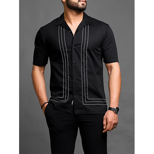 Jade Studio Collection Handcrafted Thread Border Mens Shirt - Feature: Washable