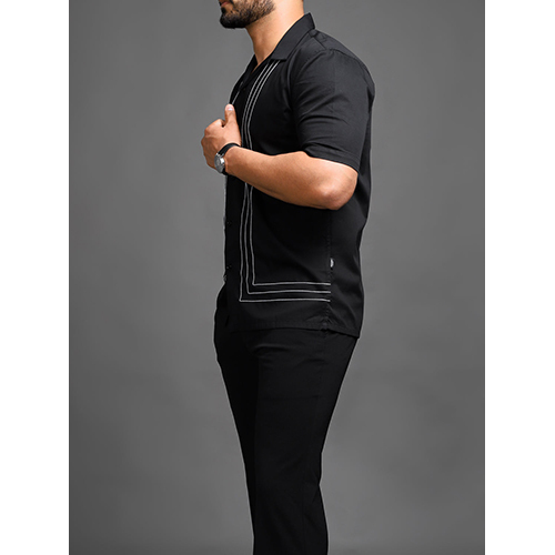 Jade Studio Collection Handcrafted Thread Border Mens Shirt - Feature: Washable