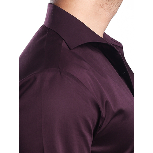 Premium CollectionWine Cut-Away Collar Minimal Mens Shirt