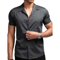Graphite Grey Cuban Solid Mens Shirt