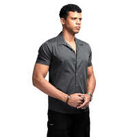 Graphite Grey Cuban Solid Mens Shirt