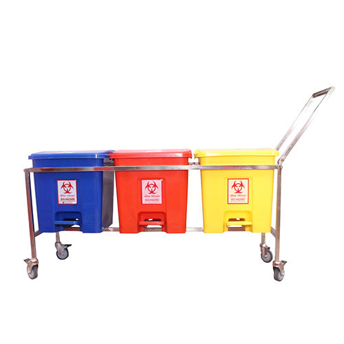 NE 523 SS 3 Bin Set 32 litre with Wheel and Handle