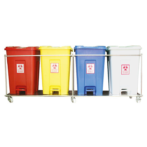 NE 0532 SS 4 Bin Set 50 Litre with Wheel