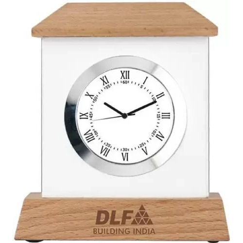 Office Wooden Table Clock - Color: White