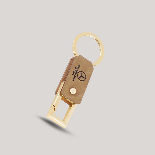 Customized Bamboo Usb Keychain With Logo - Color: Golden