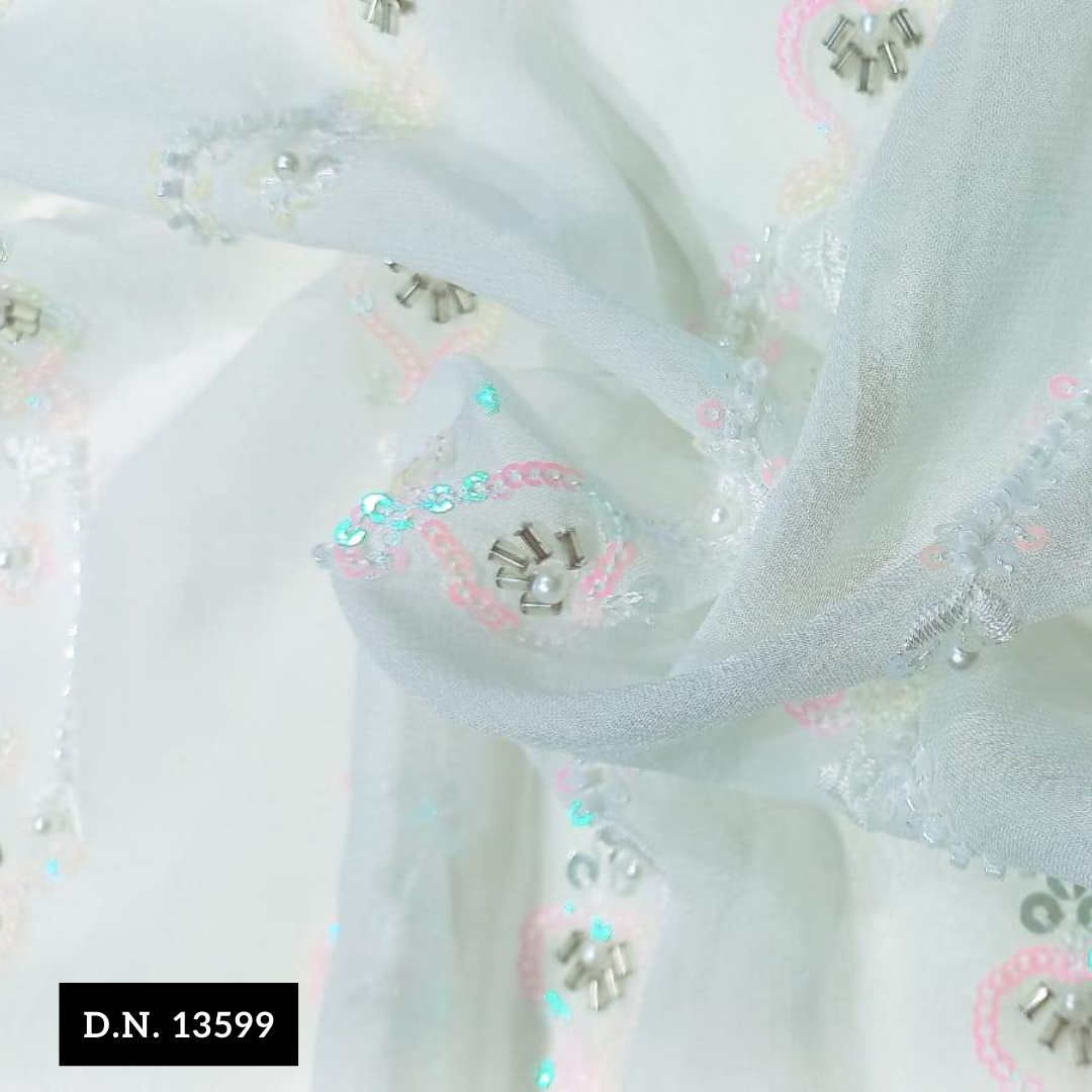 Luxury Designer Beaded & Sequined Embroidered Daman Fabric