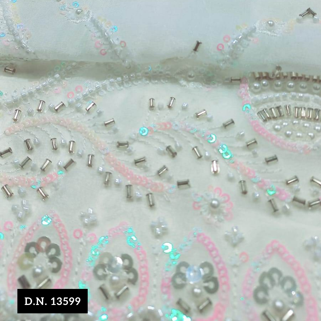 Luxury Designer Beaded & Sequined Embroidered Daman Fabric