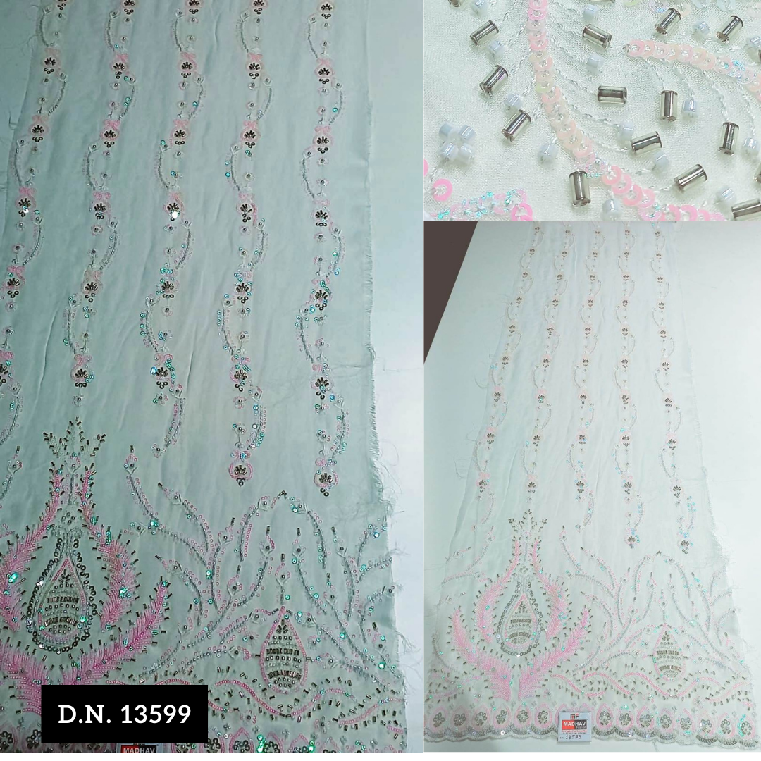 Luxury Designer Beaded & Sequined Embroidered Daman Fabric