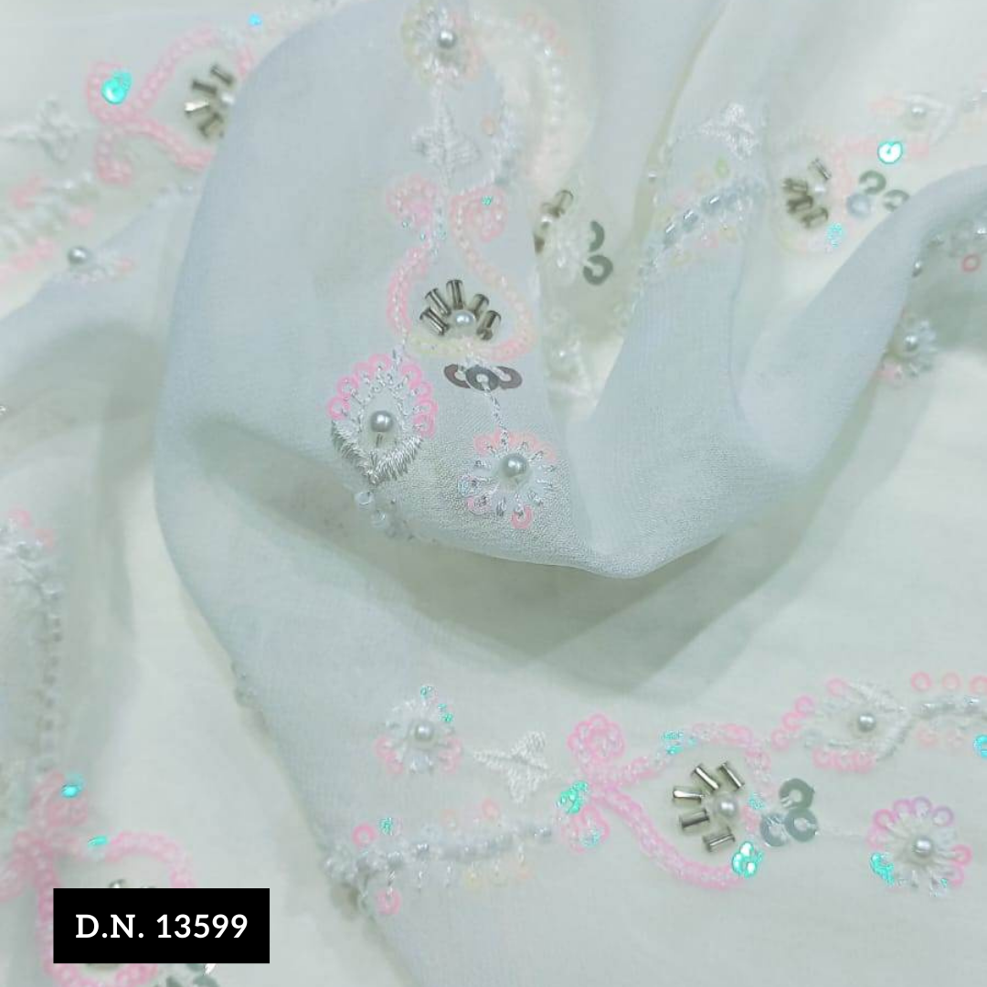 Luxury Designer Beaded & Sequined Embroidered Daman Fabric