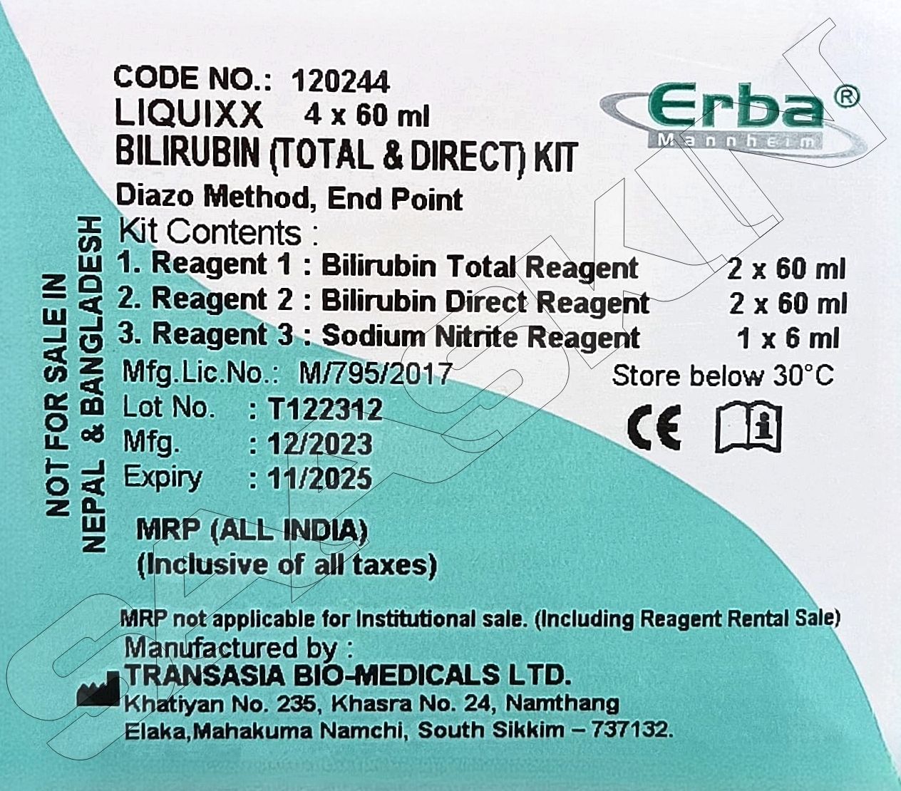 Erba Mannheim LIQUIXX Bilirubin Total & Direct