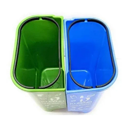 Plastic Dual Dustbins - Color: Blue And Green