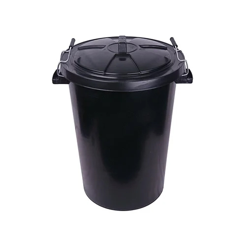 Plastic Dustbin With Lid - Color: Black