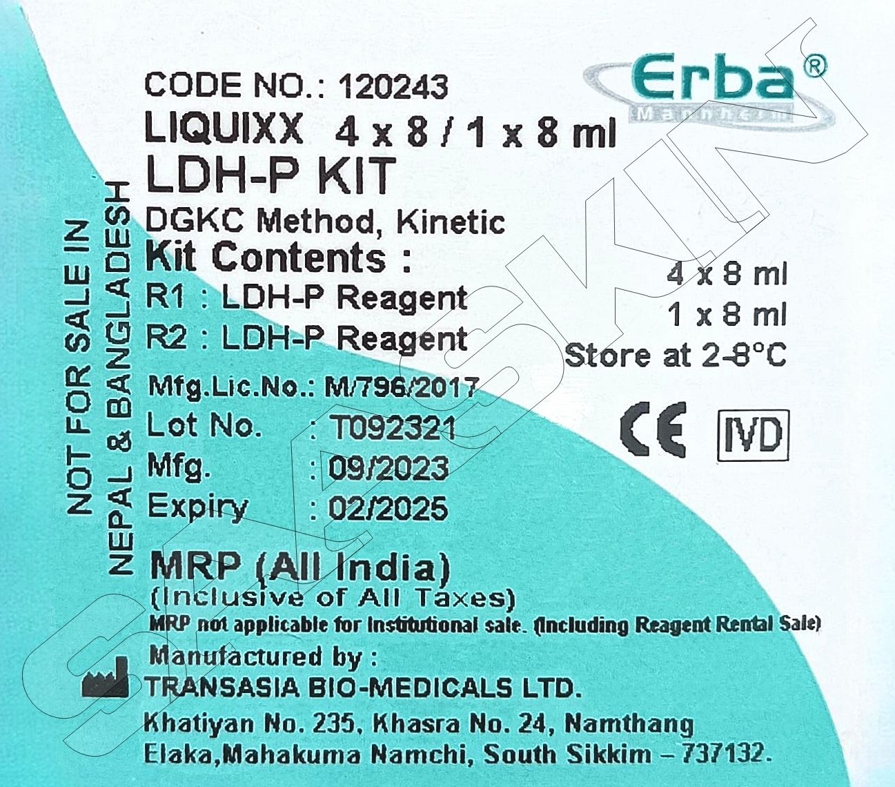 Erba Mannheim LIQUIXX LDH-P Kit