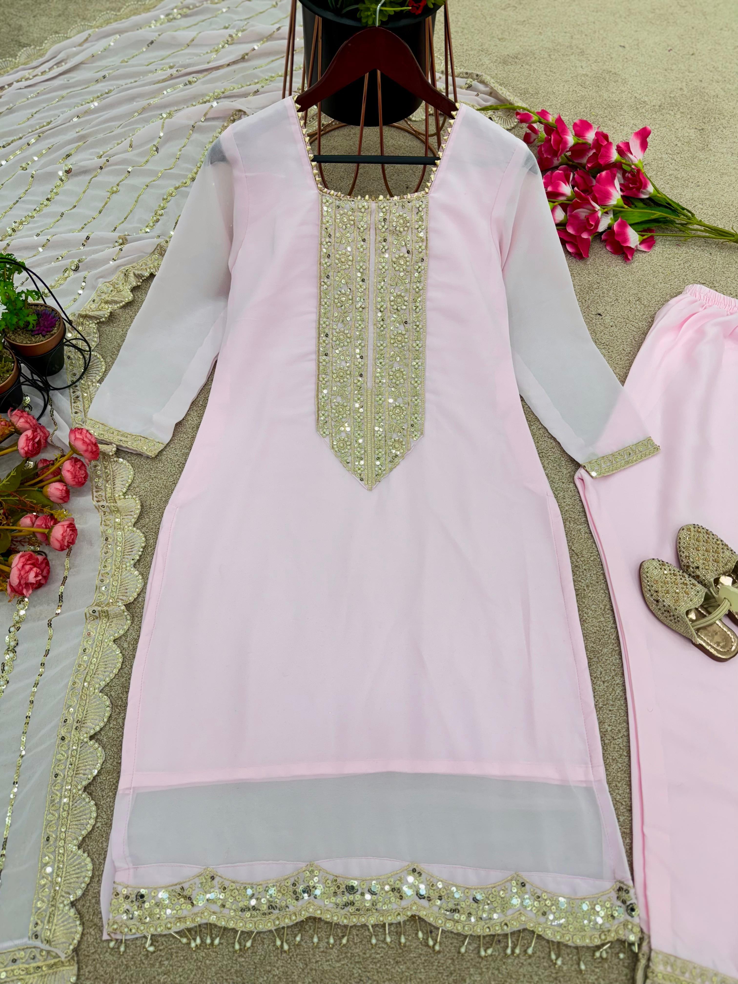 3 Pieces Kurti - Color: Single Color