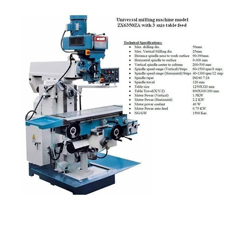Horizontal And Vertical Milling Machine - Dimension (L*w*h): 1900x1720x1750 Millimeter (Mm)
