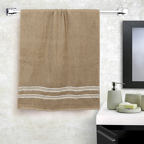 Tan Color Blend Cotton Bath Towels - Color: Brown