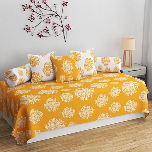 Yellow Patch Diwan Cover Set - Feature: Washable