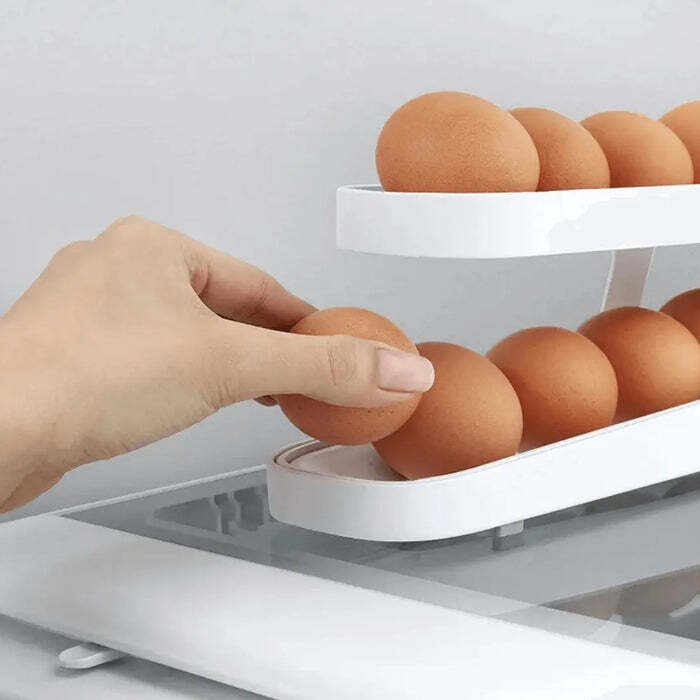 Plastic 2-tier Rolling Egg Dispenser For 12-14 Eggs